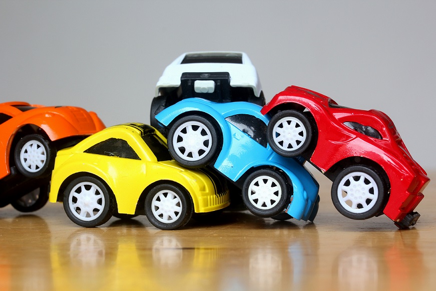 Car Accident with colorful miniature cars